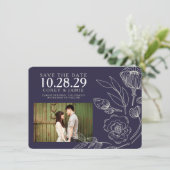 Blauer Hochzeitskorb Save The Date (Stehend Vorderseite)
