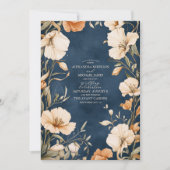 Blauer Hochzeitsmarsch in Elfenbeinflora Einladung (Vorderseite)