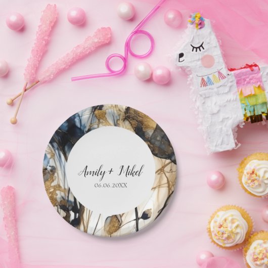 Blauer Hochzeitspapier für Navy Pappteller (Party)