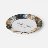 Blauer Hochzeitspapier für Navy Pappteller (Schrägansicht)