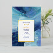 Blauer Hochzeitspazierweg Einladung (Stehend vorne)