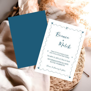 Blauer Hochzeitsstift mit Handschrift Einladung