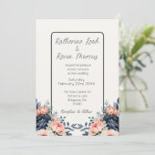 Blauer Hochzeitstag der Blauen Rose Einladung (Stehend Vorderseite)