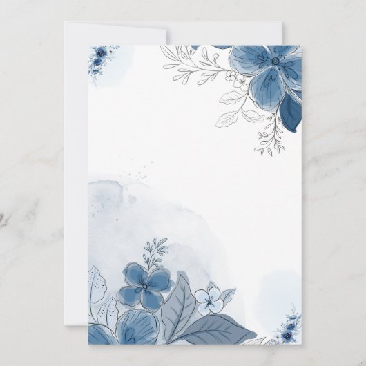 Blauer Hochzeitstag Einladung (Rückseite)