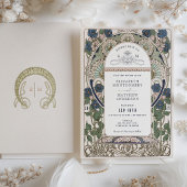 Blauer Hochzeitstag Einladung Art Nouveau Mucha