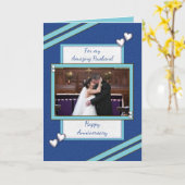 Blauer Hochzeitstag Foto Gruß Karte (Gelbe Blume)