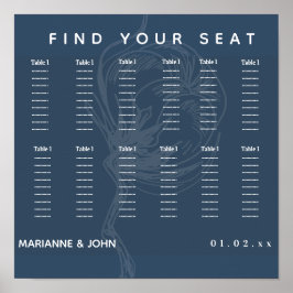 Blauer Hochzeitstag mit Botanischer Baumwolle Pfla Poster