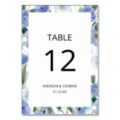 Blauer Hochzeitstag Tischnummer (Vorderseite)