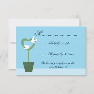 Blauer Hochzeitstag UAWG mit Tauben auf Topiary RSVP Karte