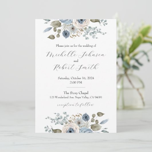 Blauer Hochzeitswettbewerb Einladung (Stehend Vorderseite)