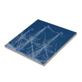 Blauer hoher Segelschiff-Plan Fliese (Seite)