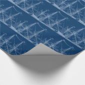Blauer hoher Segelschiff-Plan Geschenkpapier (Ecke)