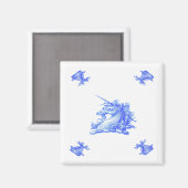 Blauer Holländischer Einhornkopf Alt Magnet (Vorderseite/Rückseite)