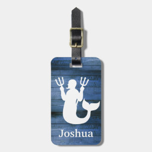 Blauer hölzerner Merman-u. Gepäckanhänger