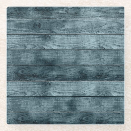 Blauer Holzschuppen Dunkle Schatten Rustikaler Sch Glasuntersetzer (Vorderseite)