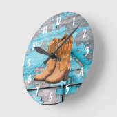 Blauer Holzstäbchen der Wall-Uhr-Uhr-Tür Stiefel L Runde Wanduhr (Winkel)