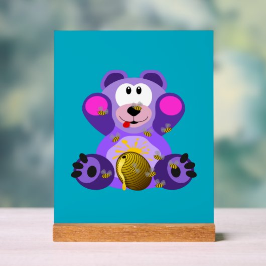 Blauer Honig Bär Acrylschild (Neutral)