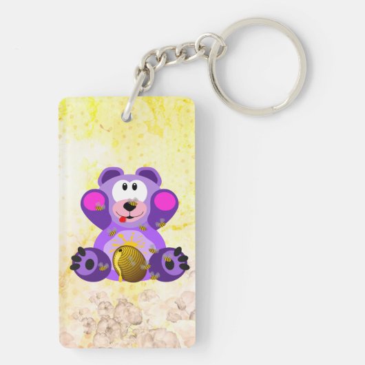 Blauer Honig Bär Schlüsselanhänger (Rückseite)