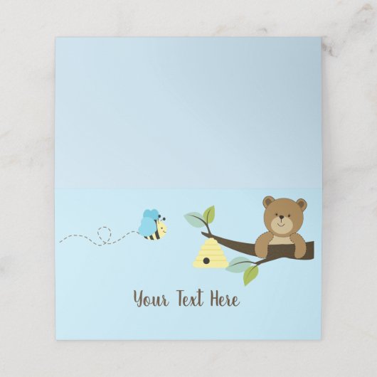 Blauer Honigbär und Hummelbiene-Platzkarten Platzkarte (Außenseite Aufgefaltet)