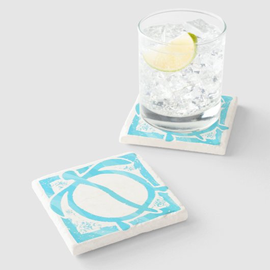 Blauer Honu Untersetzer (Seitenansicht)