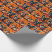 Blauer Hörer mit Herz-Rose Valentinstag Geschenkpapier (Ecke)