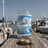 Blauer Horizont Einsames Segelboot Dosenglas
