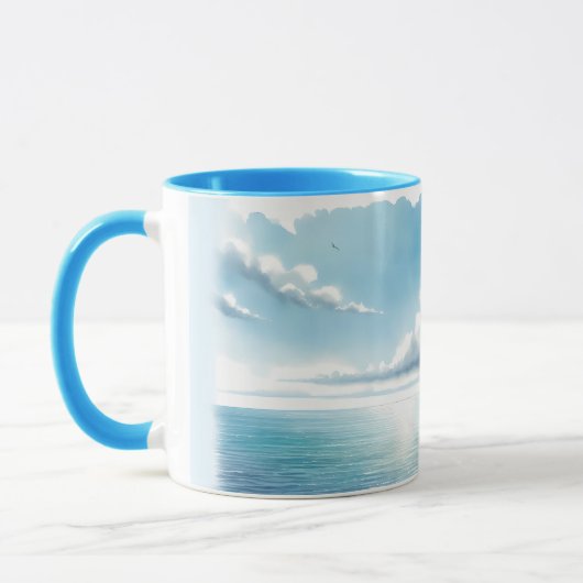 Blauer Horizont Segelboot alleine Tasse (Links)