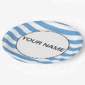 Blauer, horizontal gestreift pappteller (Schrägansicht)