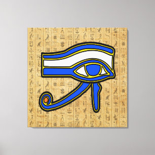 Blauer Hornhaut auf Hieroglyphen Canvas drucken Leinwanddruck