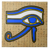 Blauer Horus auf Hieroglyphen Keramik Tile Fliese (Vorderseite)