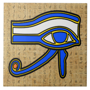 Blauer Horus auf Hieroglyphen Keramik Tile Fliese