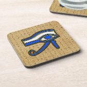 Blauer Horusauge auf Hieroglyphen Untersetzer (Linke Seite)
