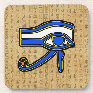 Blauer Horusauge auf Hieroglyphen Untersetzer