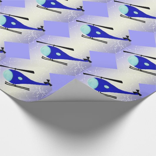blauer Hubschrauber Geschenkpapier (Ecke)