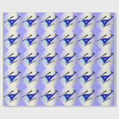 blauer Hubschrauber Geschenkpapier (Flach)