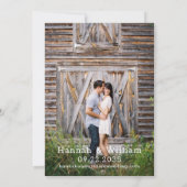 Blauer Hufeisen Monogramm Foto Save The Date (Rückseite)