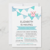 Blauer Hühnerhühner TWIN Boys Babydusche Einladung (Vorderseite)