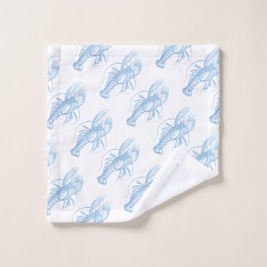Blauer Hummer Badhandtuch Set (Waschlappen)