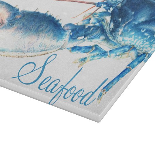 Blauer Hummer Fein-Art-Fisch-Glasschneider Schneidebrett (Ecke)