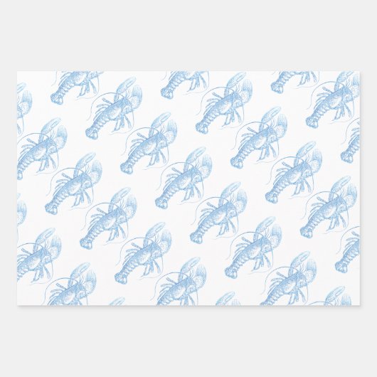 Blauer Hummer Geschenkpapier Set (Vorderseite)