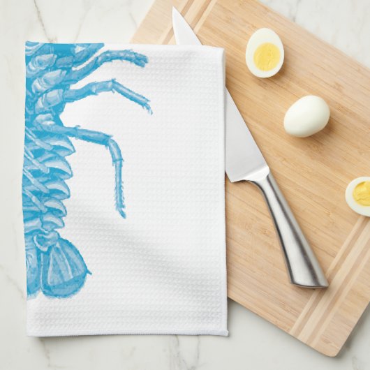 Blauer Hummer Geschirrtuch (Viertel Falte)
