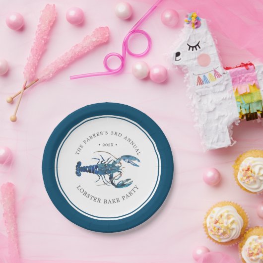 Blauer Hummer Pappteller (Party)