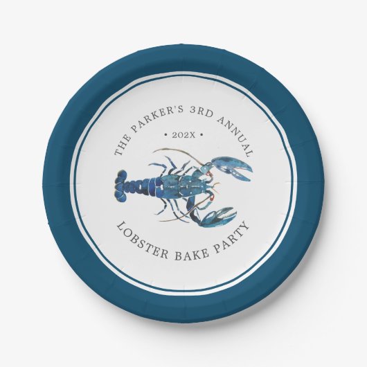 Blauer Hummer Pappteller (Vorderseite)