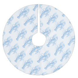 Blauer Hummer Polyester Weihnachtsbaumdecke