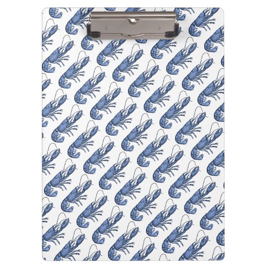 Blauer Hummer Retro Vintage Bild Klemmbrett (Vorderseite)