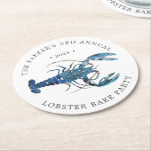 Blauer Hummer Runder Pappuntersetzer (Angewinkelt)