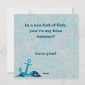 Blauer Hummer Valentine Feiertagskarte (Rückseite)