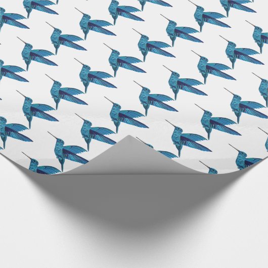 Blauer Hummingvogel Geschenkpapier (Ecke)