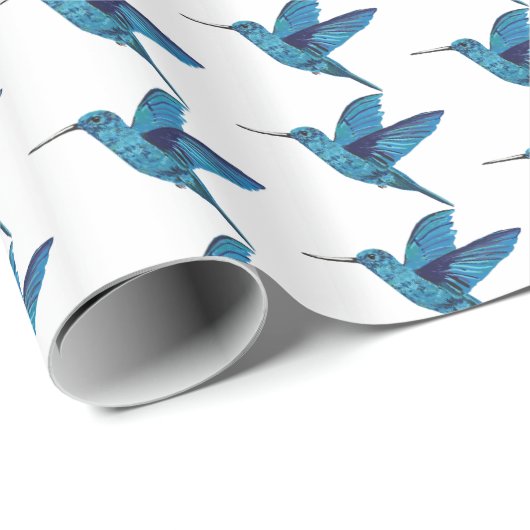 Blauer Hummingvogel Geschenkpapier (Rolleneckpunkt)