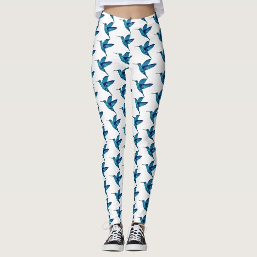 Blauer Hummingvogel Leggings (Vorderseite)